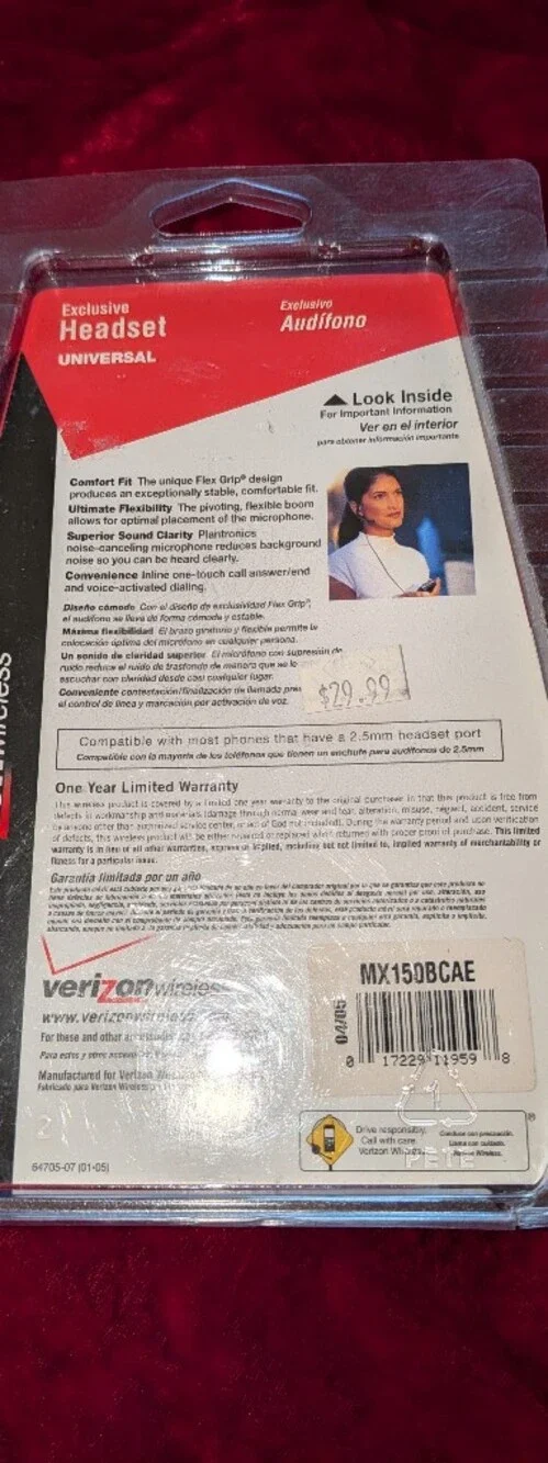 New Black Wired Earbud Headset for 2.5mm Jack - Compatible with Verizon